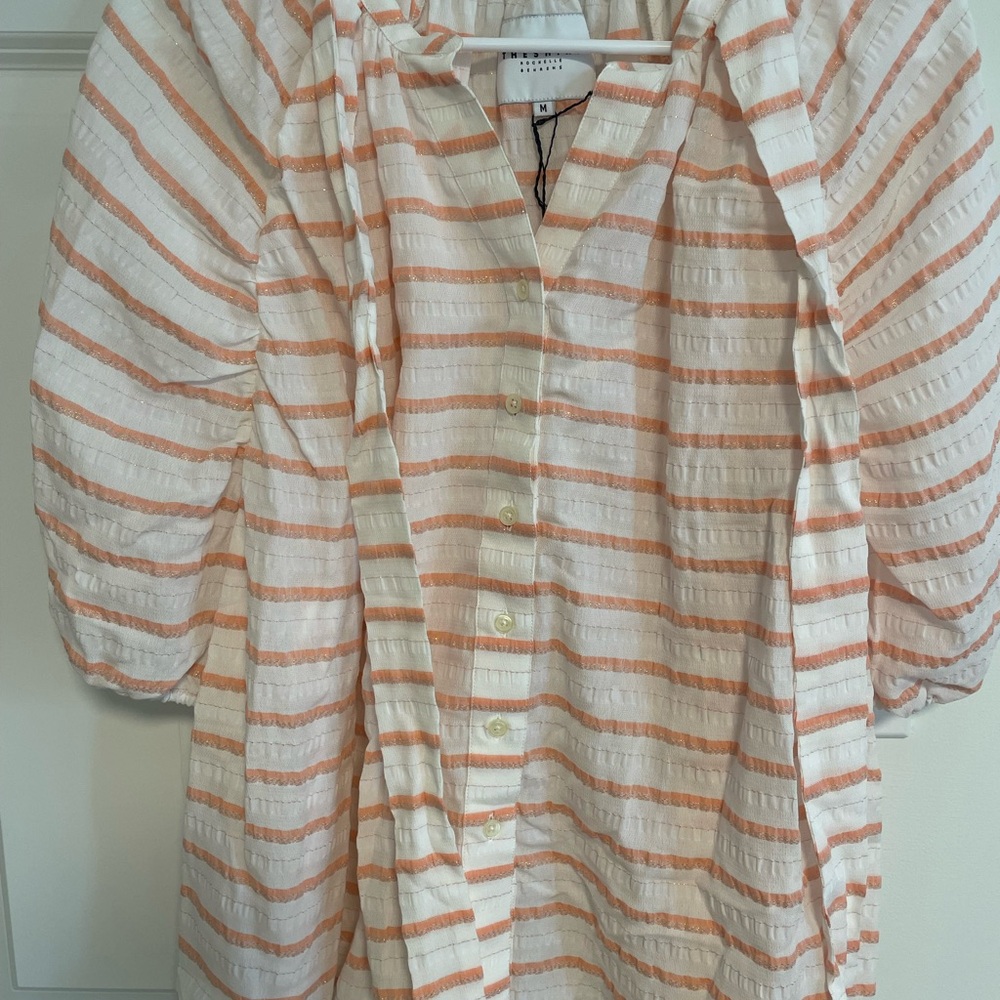 The Shirt by Rochelle Behrens in White and Pink Stripes